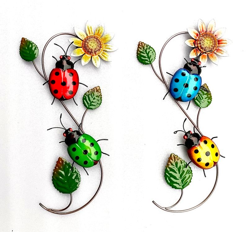 Wall Art - Metal Sunflower/Ladybird 35cm (Set of 4 Assorted)