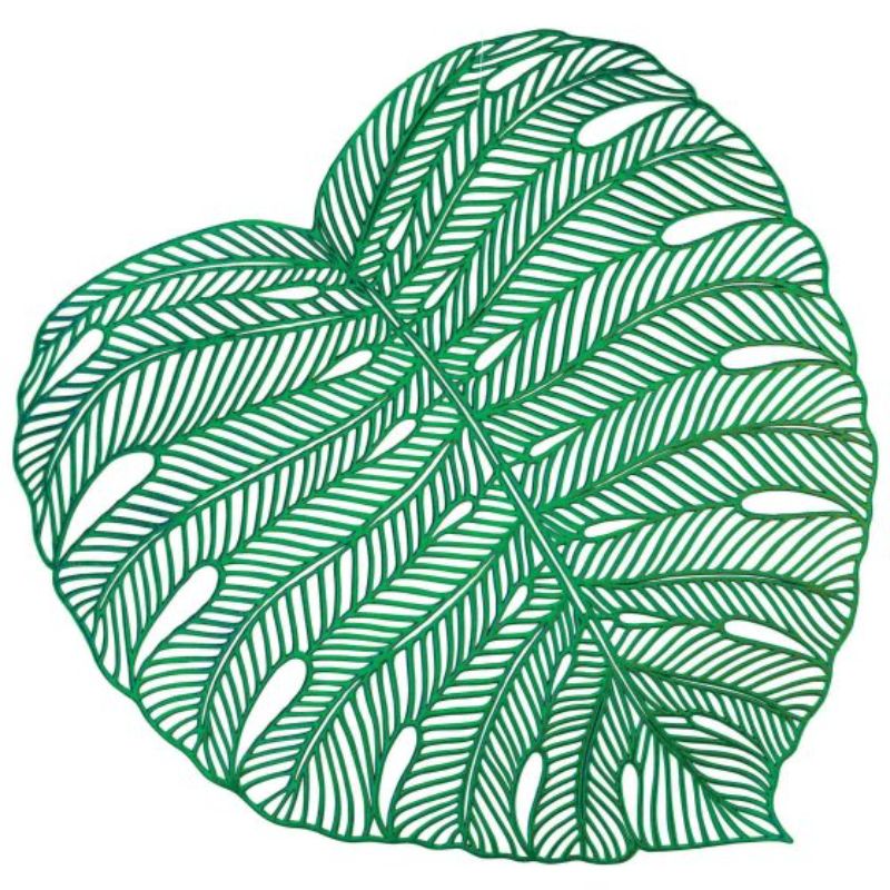 Tropical Banana Leaf Vinyl Placemat, 37cm x 39cm, durable, waterproof, and stylish for any dining occasion.