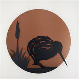 Wall Art - Copper Circle Kiwi 37cm (Brushed Copper/Black Acrylic)