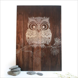 Wall Art - ACM Printed Rectangle Darkwood Morepork Small (28.8cm)