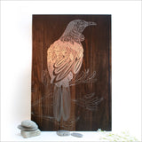 Wall Art - ACM Printed Rectangle Dark Wood Tui Small (28.8cm)