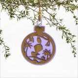 Hanging Ornament - Acrylic Bauble Fantail on Kowhai (Purple Satin Acrylic)