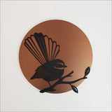 Wall Art - Copper Circle Fantail 37cm (Brushed Copper/Black Acrylic)