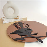 Wall Art - Copper Circle Fantail 37cm (Brushed Copper/Black Acrylic)