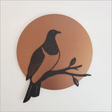 Wall Art - Copper Circle Kereru 37cm (Brushed Copper/Black Acrylic)