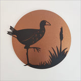 Wall Art - Copper Circle Pukeko 37cm (Brushed Copper/Black Acrylic)