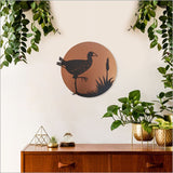 Wall Art - Copper Circle Pukeko 37cm (Brushed Copper/Black Acrylic)