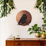 Wall Art - Copper Circle Ruru 37cm (Brushed Copper/Black Acrylic)