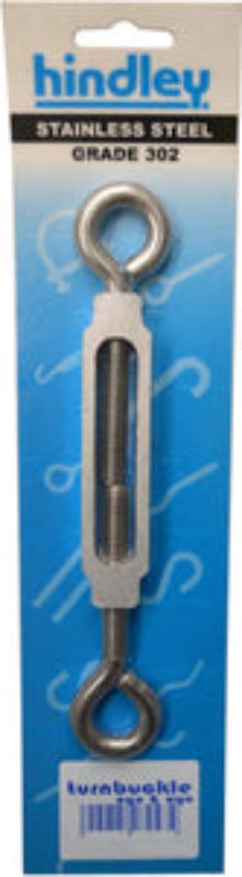 Turnbuckle Open Body Stainless Steel Eye & Eye 6mm Carded Hindley