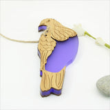 Hanging Ornament - Kereru (Bamboo &amp; Purple Satin Acrylic)