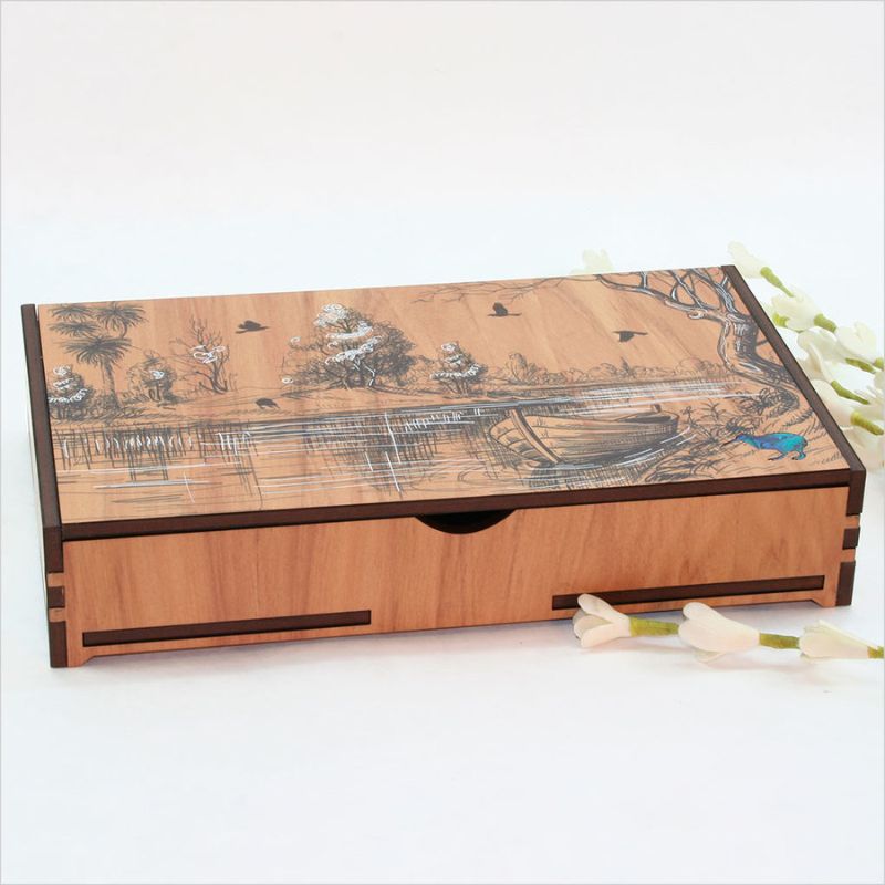 Trinket Box - Rectangle Lakeside Large (20.2cm)