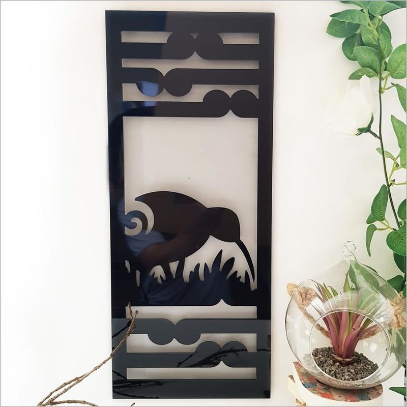 Wall Art Panel - Kiwi + Koru 55cm (Black ACM)