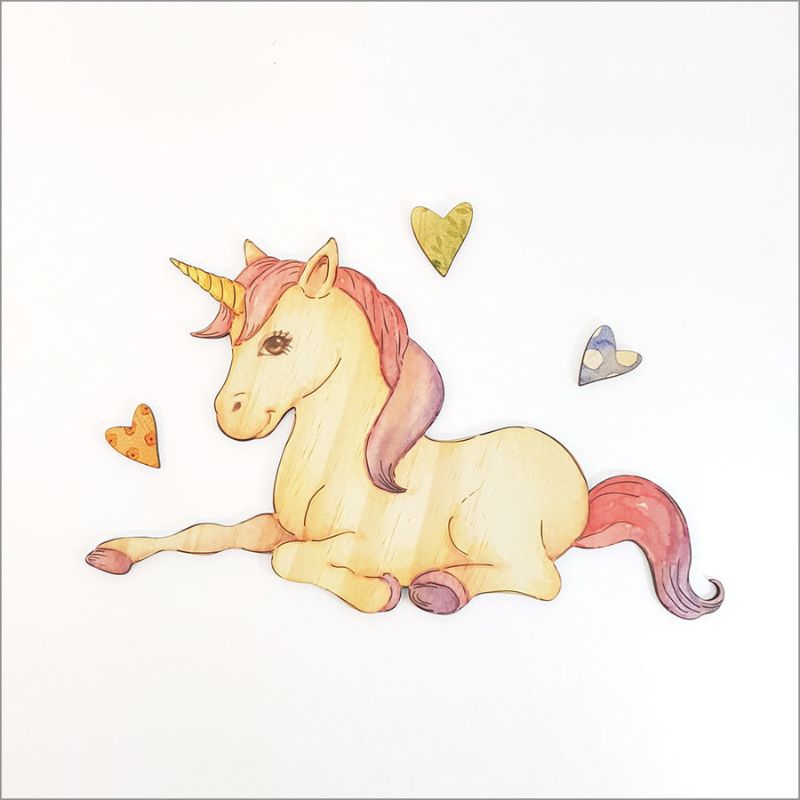 Pine Wall Art - Unicorn Sitting (29cm)