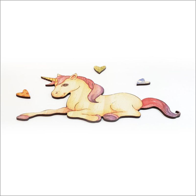 Pine Wall Art - Unicorn Sitting (29cm)