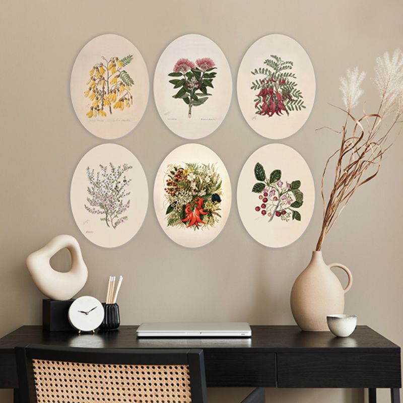 Wall Art - Ply Oval Sarah Featon Pohutukawa (28cm)