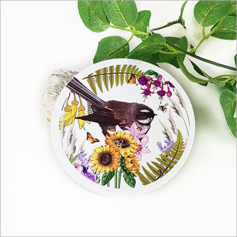 Wall Art - Printed Circle Large Flora + Fauna Fantail Large (25cm)