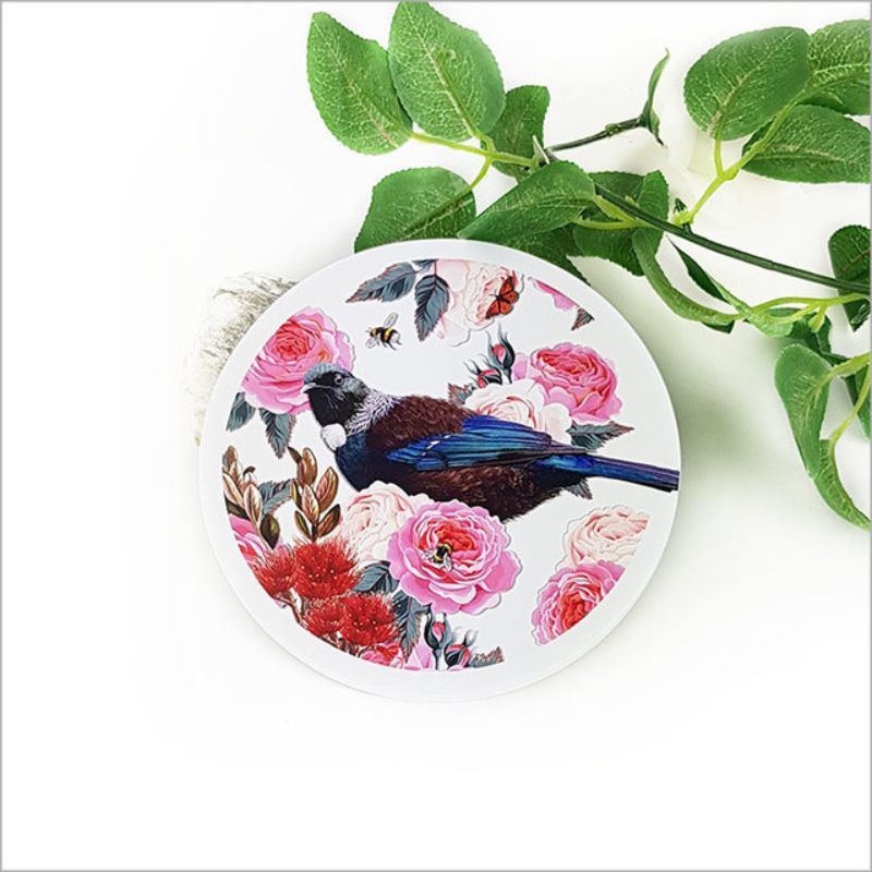 Wall Art - Printed Circle Large Flora + Fauna Tui Small (15cm)