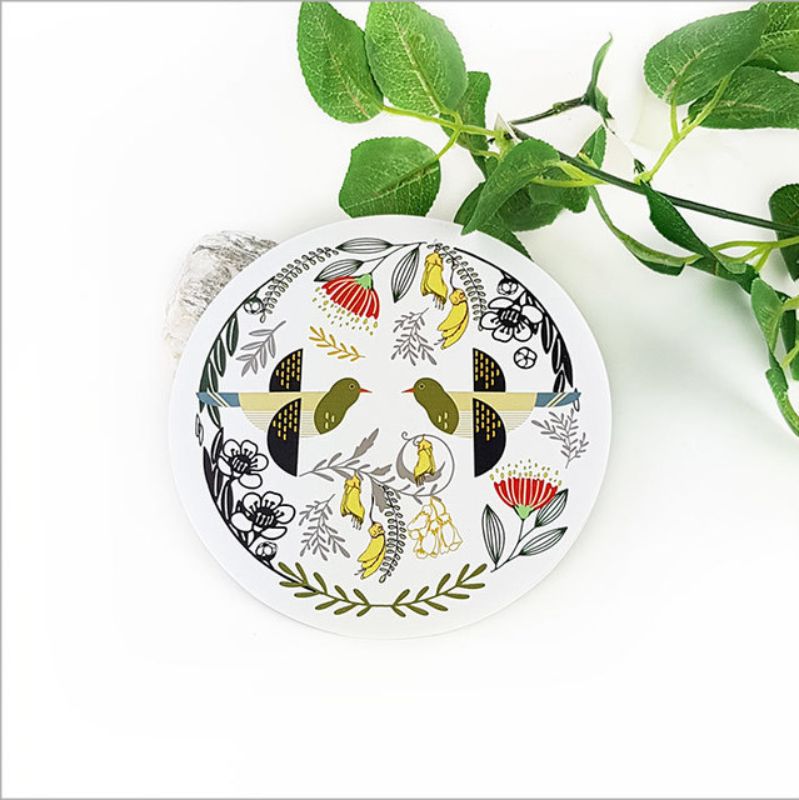 Wall Art - Printed Circle Large Folk Kereru Large (25cm)