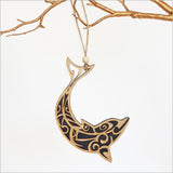 Hanging Ornament - Dolphin Bamboo Satin Acrylic (Black Satin)