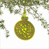 Lime green satin acrylic hanging ornament, 80mm x 110mm, perfect for festive decor and easy to hang.