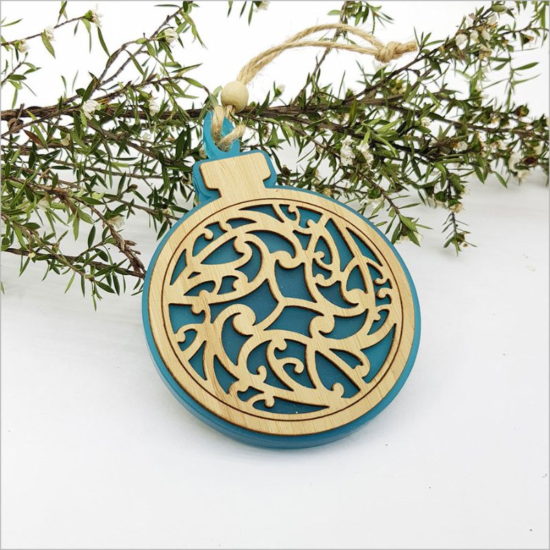 Hanging Ornament - Acrylic Bauble Kww Circle (Teal Satin Acrylic)