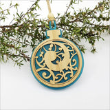 Hanging Ornament - Acrylic Bauble Koru Circle (Teal Satin Acrylic)