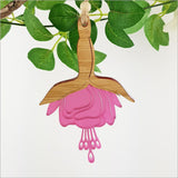 Hanging Ornament - Fuchsia Flower (Bamboo & Pink Satin Acrylic)