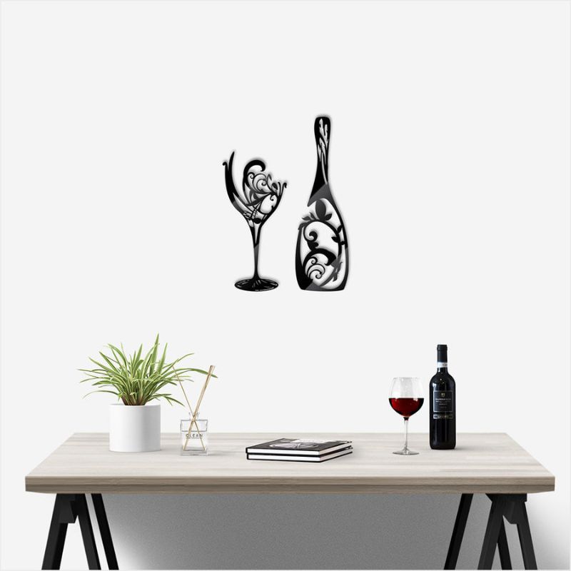 Wall Art - Wine Glass Small 40cm (Black ACM)