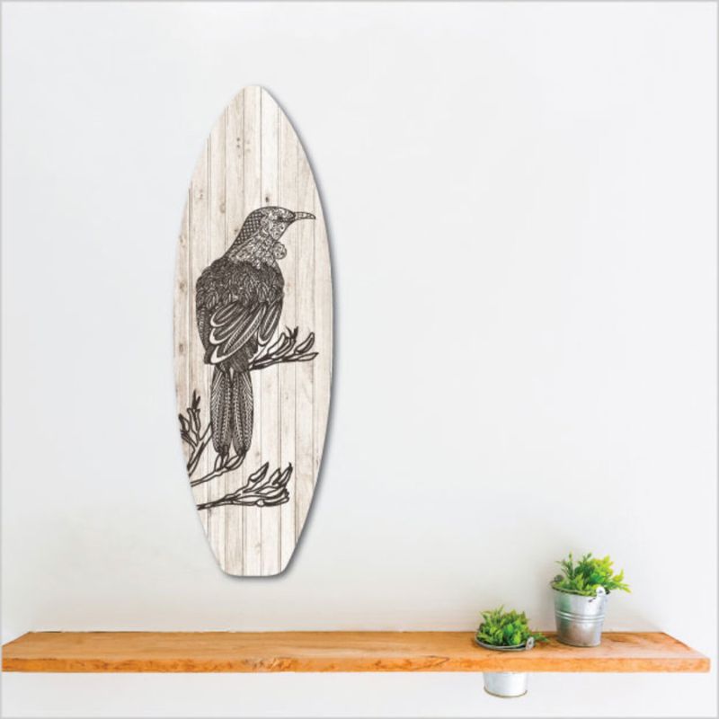 Wall Art- Ply Surfboard Art Zentangle Tui Plank (50cm)