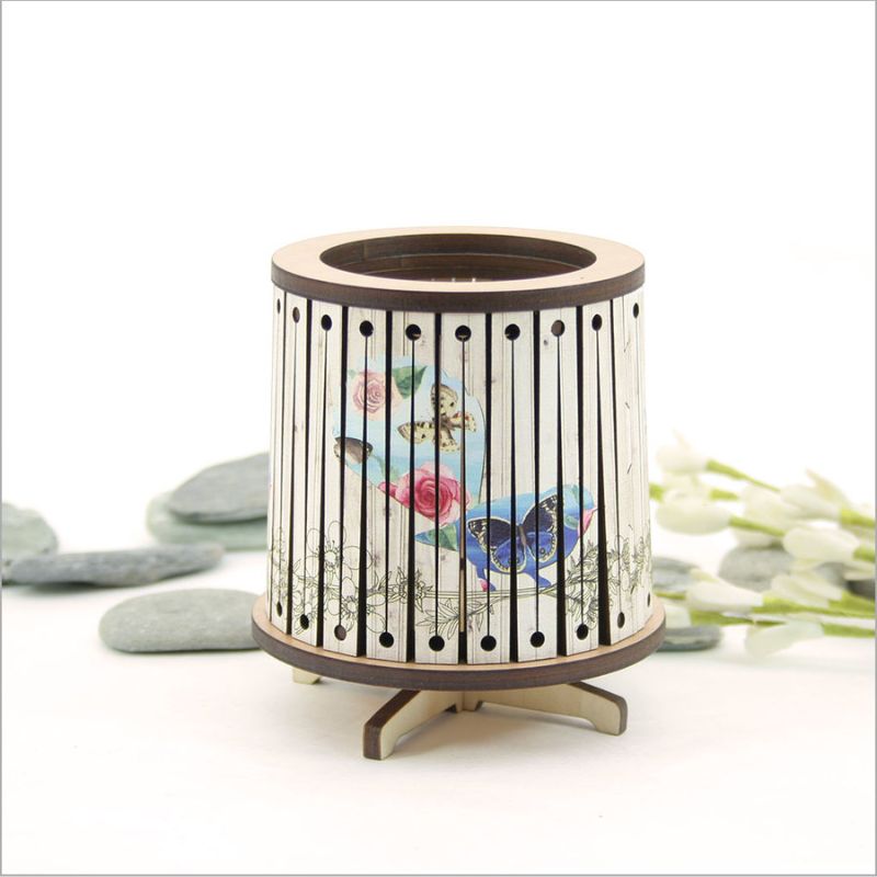 Round LED Tealight Holder - Floral Fantail