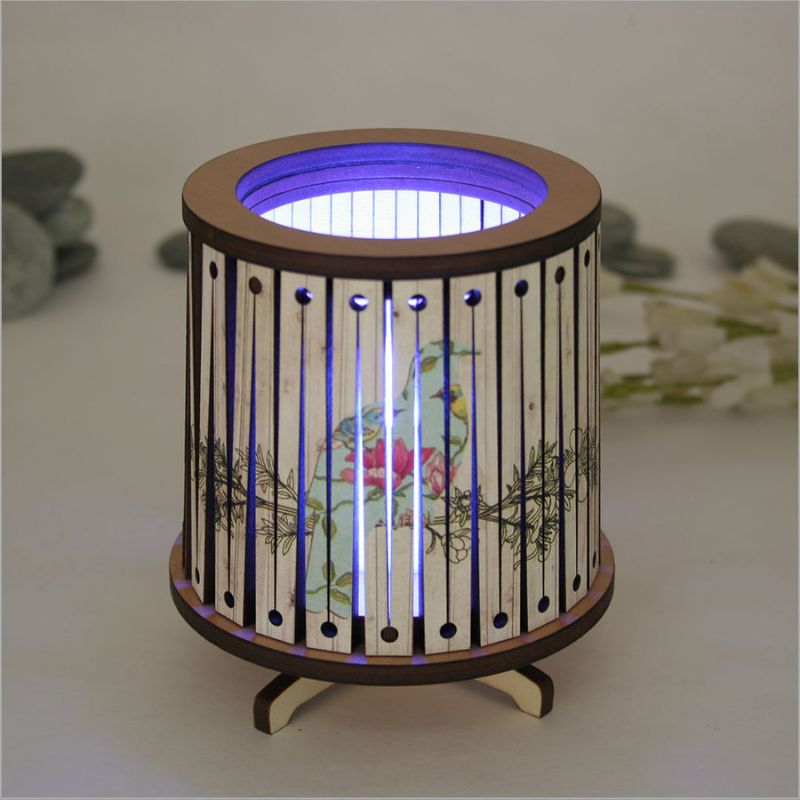 Round LED Tealight Holder - Floral Kereru (8.5cm)