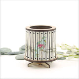 Round LED Tealight Holder - Floral Kereru (8.5cm)