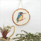 Wall Art - Wood Slice Art King Fisher (15.5cm)