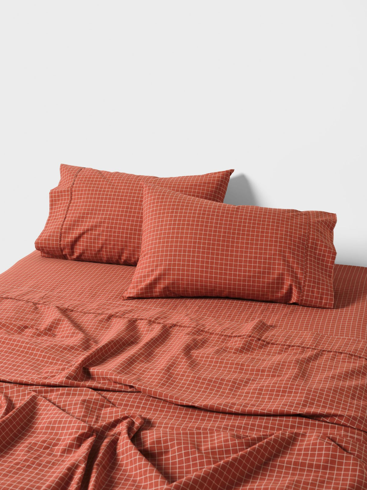 Volley Check Sheet Set Set by Linen House - King Single (Chilli)