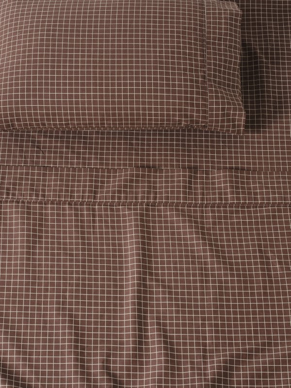 Volley Check Sheet Set Set by Linen House - California King (Chocolate)