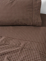 Volley Check Sheet Set Set by Linen House - Single (Chocolate)