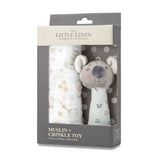 Little Linen Muslin Wrap & Crinkle Toy - Cheeky Koala - Little Linen