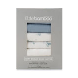 Little Bamboo Muslin Washers 6pk - Retro Blue - Little Bamboo