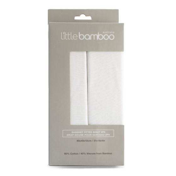 Little Bamboo Jersey Fitted Sheet Bassinet 2pk Natural - Little Bamboo