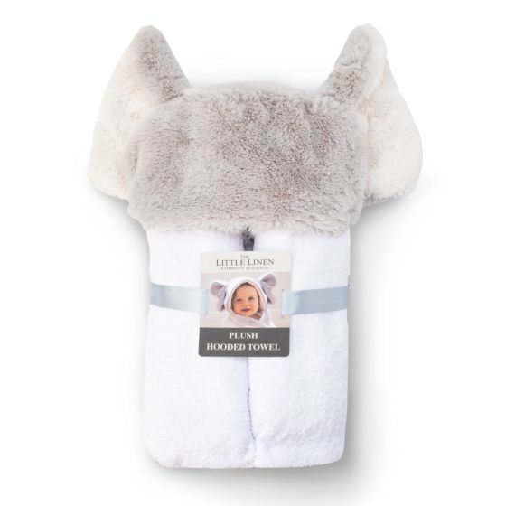 Plush Hooded Towel Soft Grey - Little Linen