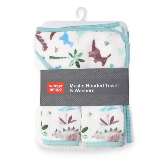 Weegoamigo Hooded Towel + Washers Daryl Dino - Weegoamigo