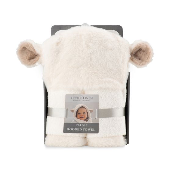 Little Linen Plush Hooded Towel - Farmyard Lamb - Little Linen