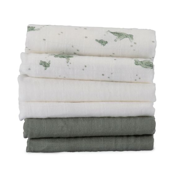 Little Bamboo Muslin Washers 6pk - Turtle Bay - Little Bamboo