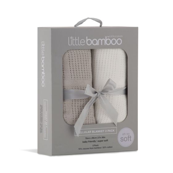 Little Bamboo Cellular Blanket 2pk - Stone Grey - Little Bamboo