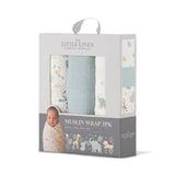 Little Linen Muslin Wraps 3pk - Savanna Giraffe - Little Linen