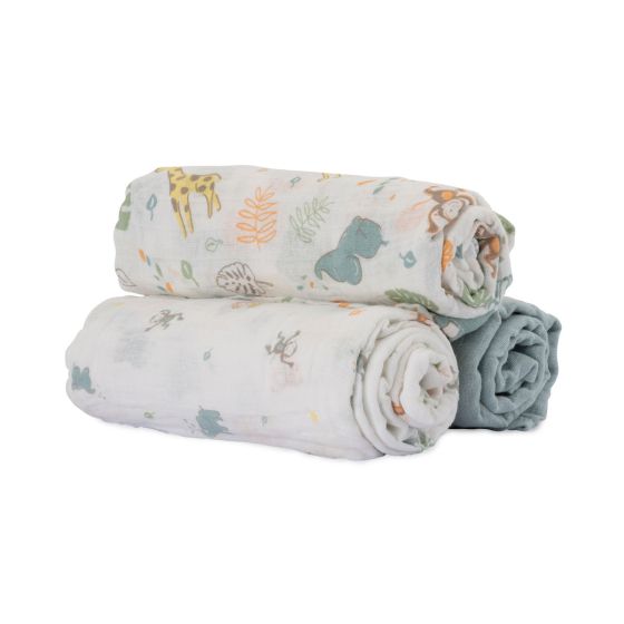 Little Linen Muslin Wraps 3pk - Savanna Giraffe - Little Linen