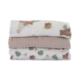 Little Linen Muslin Wraps 3pk - Bushland Bear - Little Linen