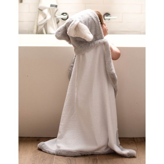 Plush Hooded Towel Soft Grey - Little Linen