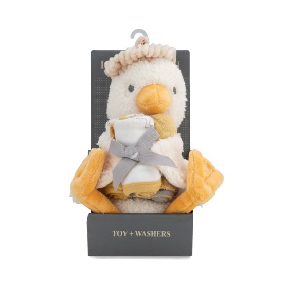 Little Linen Plush Toy & Washers - Fuzzy Duck - Little Linen