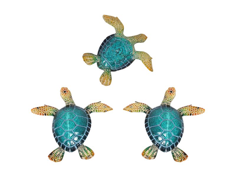 Ornament - Realistic Marble Blue Turtles (Set of 3)